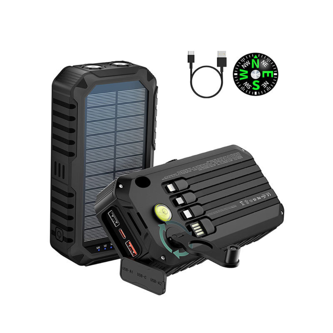 Solar Charger Power Bank 40000mAh Built in 4 Cables and Hand Crank
