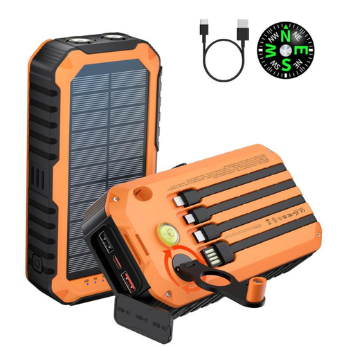 Solar Charger Power Bank 40000mAh Built in 4 Cables and Hand Crank