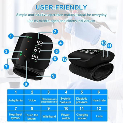 Wrist Blood Pressure Monitor Led Display & Touch Screen