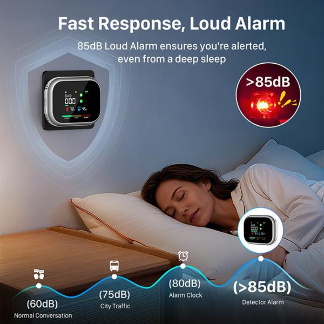 6-in-1 Portable Detector with Natural Gas & Temperature