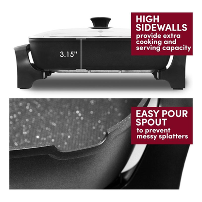 Jumbo Electric Skillet w/sy-Pour Spout