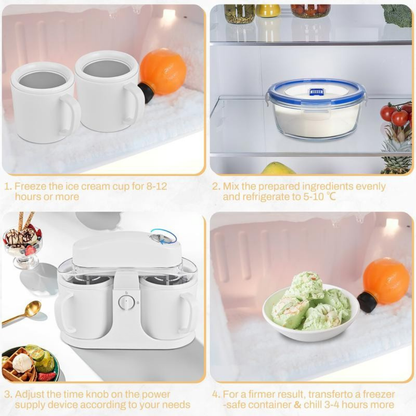 Ice Cream Maker Machine for Home Use with Two Ice Cream Bowls