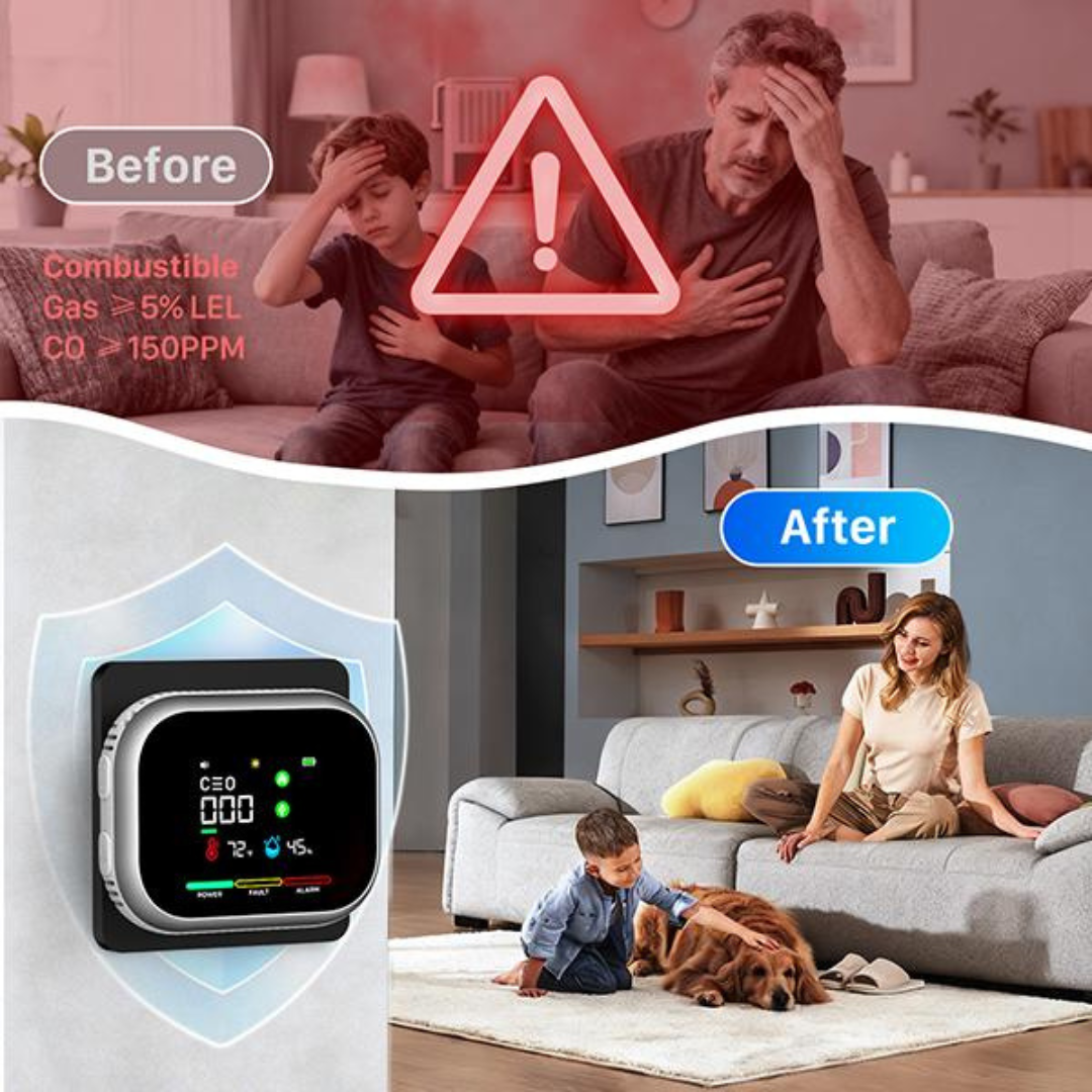 6-in-1 Portable Detector with Natural Gas & Temperature