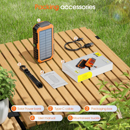 Solar Charger Power Bank 40000mAh Built in 4 Cables and Hand Crank